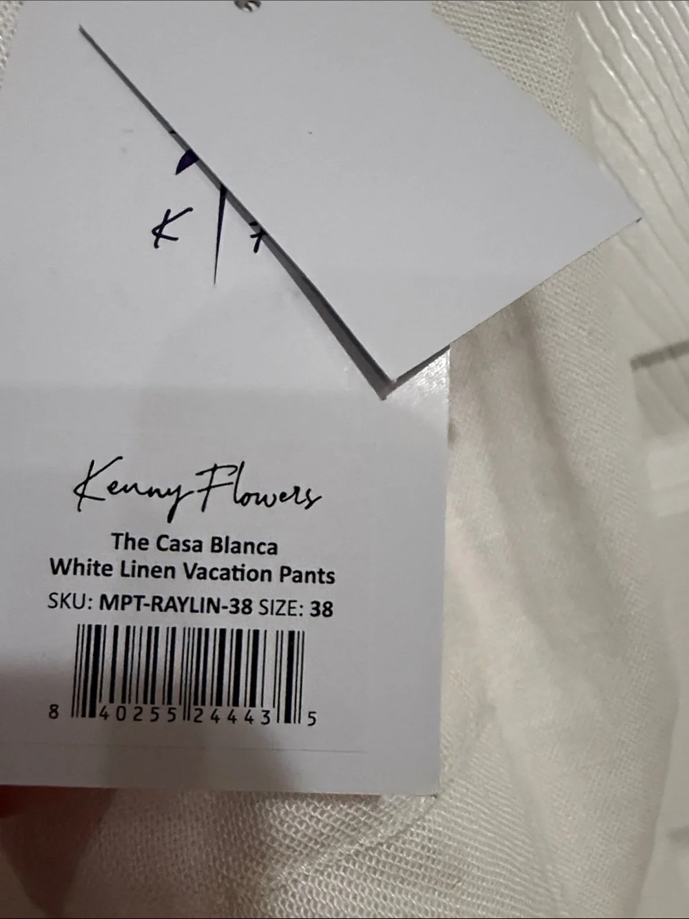 New NWT Kenny Flowers Men's Light Cream Linen Vacation Pants XXL 38